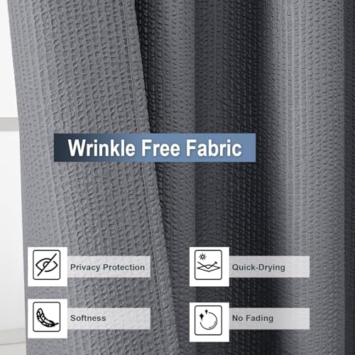 OWENIE Grey Shower Curtain for Bathroom 84 Inches Eatra Long, Elegant