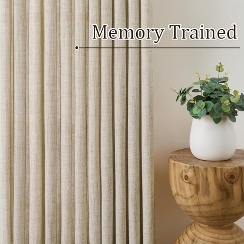 Beige Sheer Curtains 120 Inches Long with Pinch Pleat,Back Tab Pleated