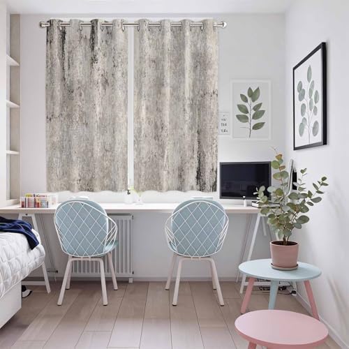 Vintage Grey Mottled Curtains 63 Inches Long for Living Room 2 Panels