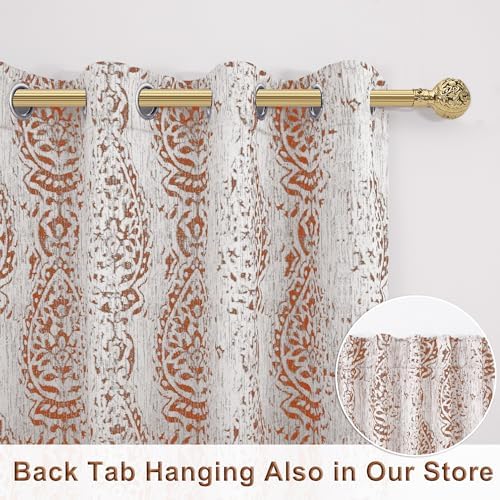 Mrs.Naturall Rusty Orange Curtains 63 Inch Length for Bedroom 2 Panels