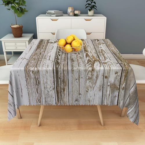 Vintage Wood Grain Tablecloth Square 70 Inch Rural Rustic Gray Wooden