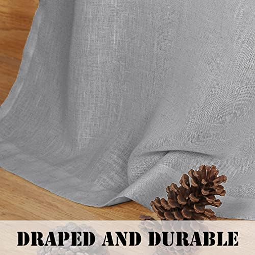 H.VERSAILTEX Dove Linen Curtains 63 Inch Length for Bedroom 2 Panels