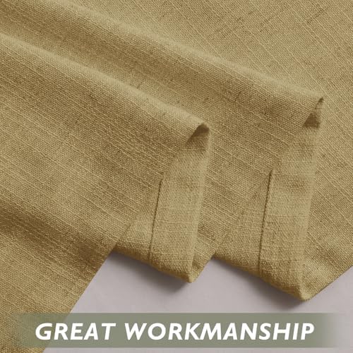 Fcosie New Wheat Natural Linen Extra Long Curtain with Grommets Top