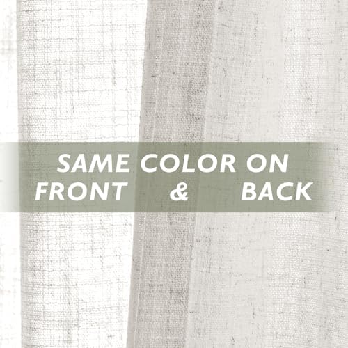 Fcosie Beige White Extra Long Natural Linen Curtains 120 Inches Long