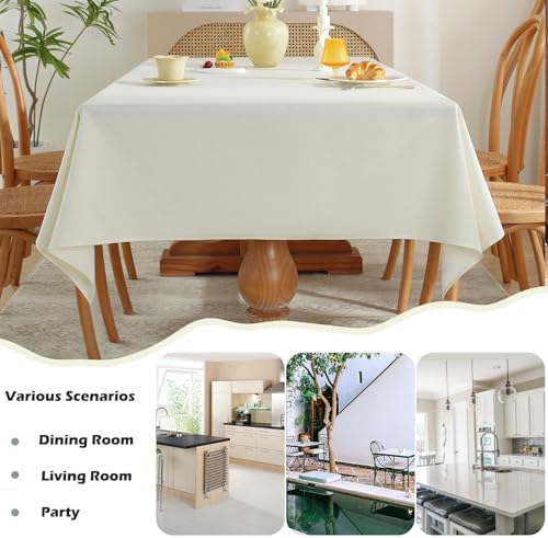 Waterproof Tablecloth, Linen Blend Rectangular Table Cover for Dining