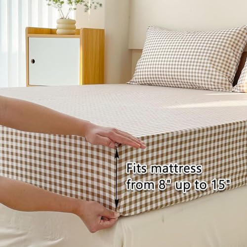 NSNLGSGC Tan Gingham Full Sheet Set