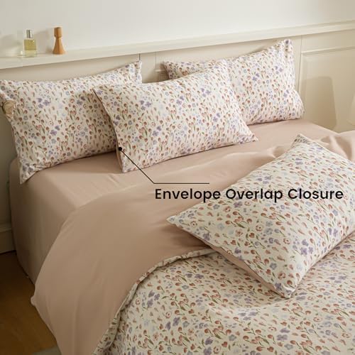 BISELINA Brushed Cotton Duvet Cover Queen Size – Soft Floral Bedding