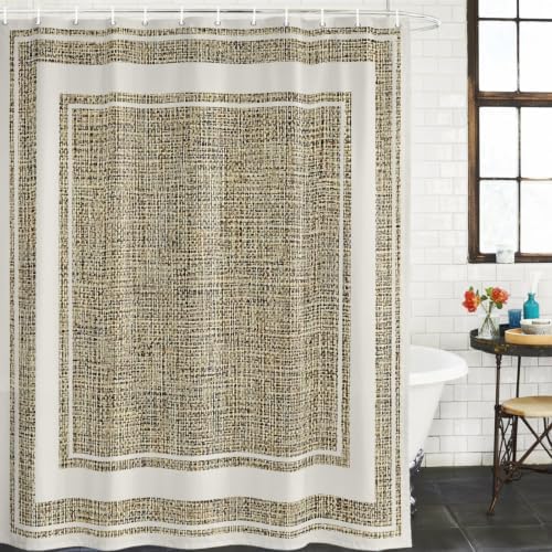 Beige Rustic Shower Curtain, Stall Bathroom Curtains for Bathtub