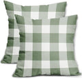 Light Sage Green and White Buffalo Plaid Pillow Covers 18x18 Set of 2
