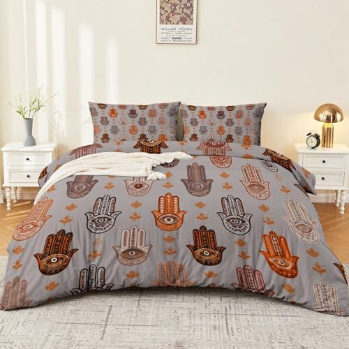 Grey Duvet Cover Queen 91" x 91" Size, Reversible Duvet Cover Set with