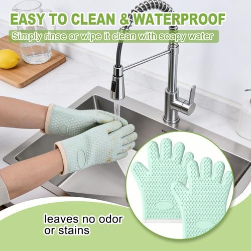 2Pack Oven Mitts Heat Resistant,Silicone Oven Gloves with