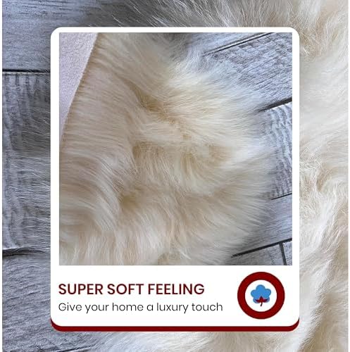 LAMBZY Faux Sheepskin Bedspread, King 120''x115'', Cream