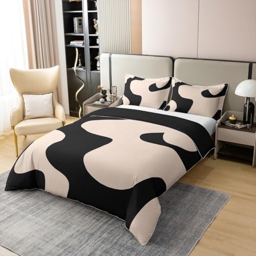 Erosebridal Beige Abatract 100% Cotton Duvet Cover Boho Line Bedding