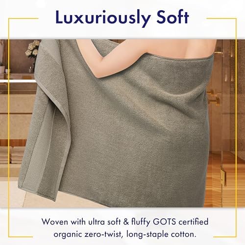 Luxury 100% GOTS Certified Organic Cotton XL Bath Sheet Set of 2