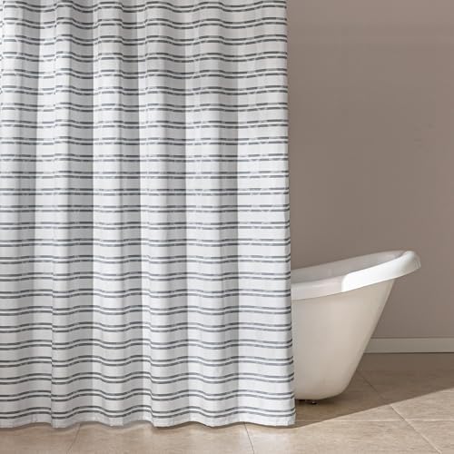Amazon Basics Geometric Jacquard Fabric Shower Curtain for Bathroom