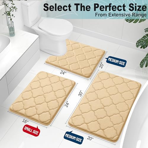 OLANLY Memory Foam Bath Rugs and Toilet Rug U-Shaped, Bath Rug Size