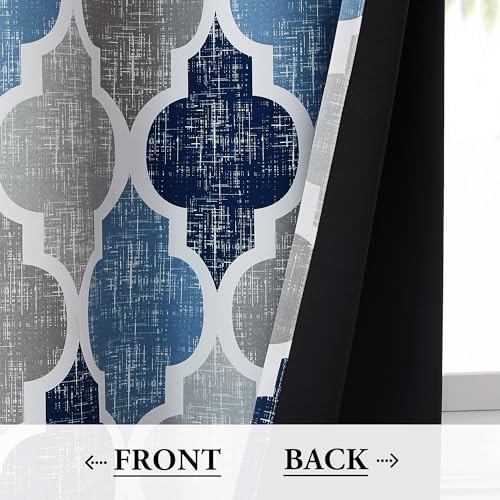 Beauoop Moroccan 100% Blackout Curtains Bedroom Blue Grey 50x96 2