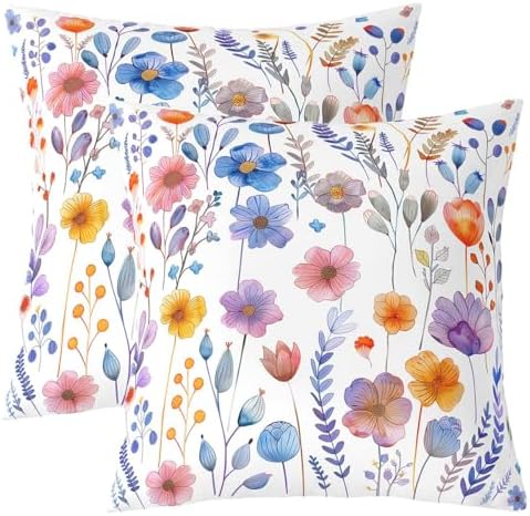 jejeloiu Floral Throw Pillow Covers Set of 2 Wildflower Botanical