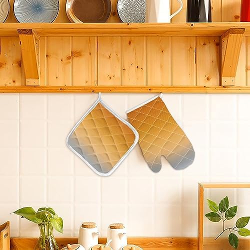 Quilted Cotton Terry Cloth Oven Mitt, Pot Holder Orange Grey Gradient