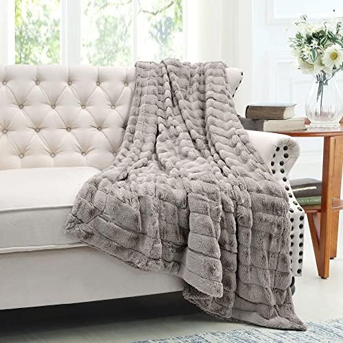 Home Soft Things Super Mink Faux Fur Throw Blanket, 50"x60", Light