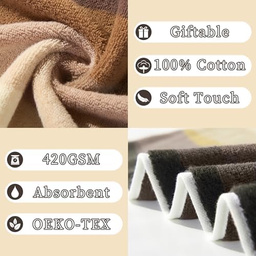 VOOVA & MOVAS 12PCS Brown Towels Set for Bathroom, 2 Bath 28"x55", 6