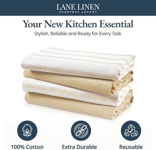 LANE LINEN Hand Towels for Kitchen 100% Cotton Absorbent 4 Pack