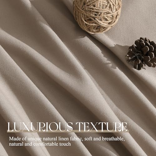 Jowels Dark Taupe Linen Curtains 96 Inch Long 2 Panels for Living Room