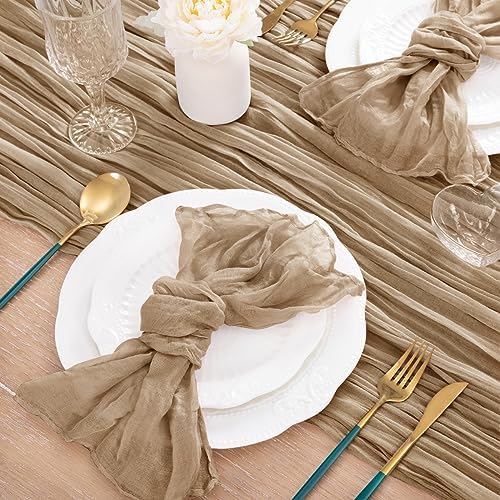 Nude Cheesecloth Table Runner Neutral Boho Fall Runner for Table