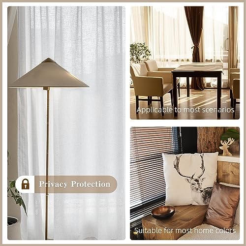 MAIHER Beige White Pinch Pleat Semi Sheer Curtains 120 Inches Long 1