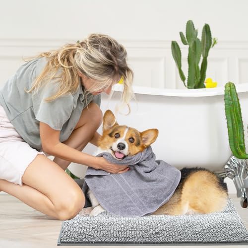 Gibelle Chenille Bathroom Rug Set 2 Piece - Non Slip Bath Mat 16x24