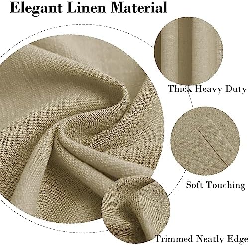 cololeaf Linen Curtains Natural 63 inches Long Neutral Drapes Rod