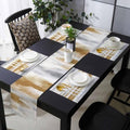 Brown Gray White Table Mats Set of 4 With Table Runner 90 Inches