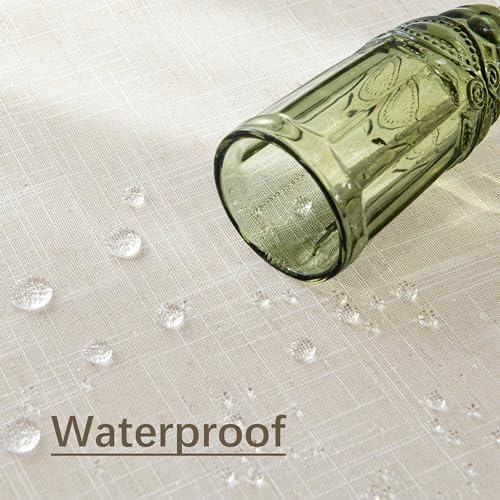 Natural Linen Textured Square Tablecloth, Slubby Lightweight Table