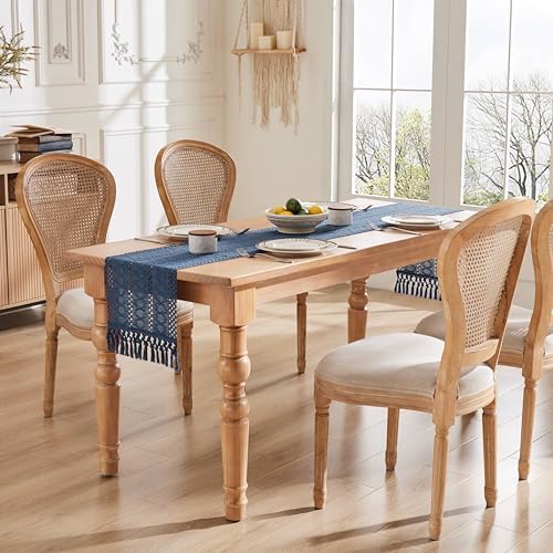 ZeeMart Macrame Style Boho Table Runner, 12x72 Inch Dusty Blue