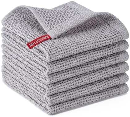 Kitchen Towels 6-Pack Kitchen Dish Cloths,100% Cotton,12x12 In,Light