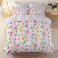 Duvet Cover King, Minimalist Cute Flowers Plants Leaves Bedding Set