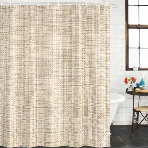 Brown Bathroom Shower Curtain 72 X 84 Inch Linen Texture Modern