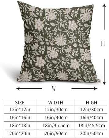 Olive Green Floral Pillow Covers 20x20 Set of 2 Cream Vintage Flower