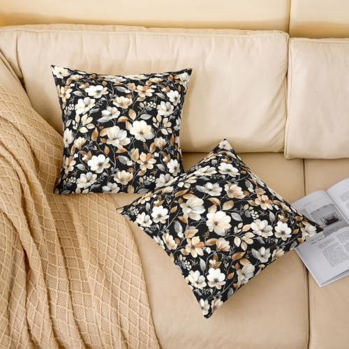 Feelyou Kids Vintage Dark Floral Throw Pillow Covers Set of 2 22"x22"