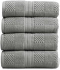 Springtree Home 100% Cotton Bath Towel Set | 4-Pack | Textured Carbon