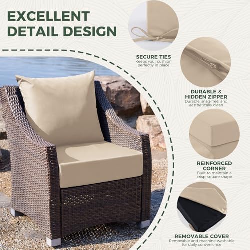 Outdoor Chair Cushions, Waterproof & Fade Resistant Patio Cushions