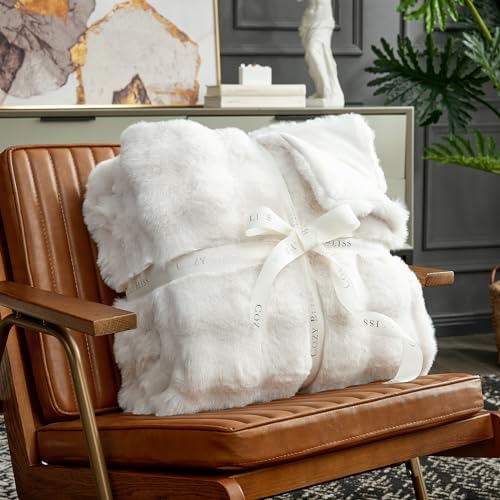 Cozy Bliss Faux Fur Throw Blanket for Bed King Size, Fuzzy Soft Plush