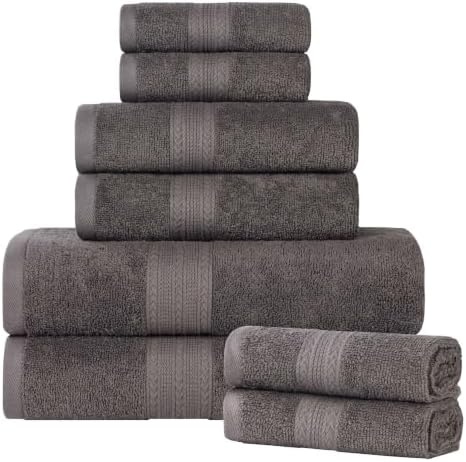 SUPERIOR Eco-Friendly Cotton 8-Piece Towel Set, Bathroom, Shower