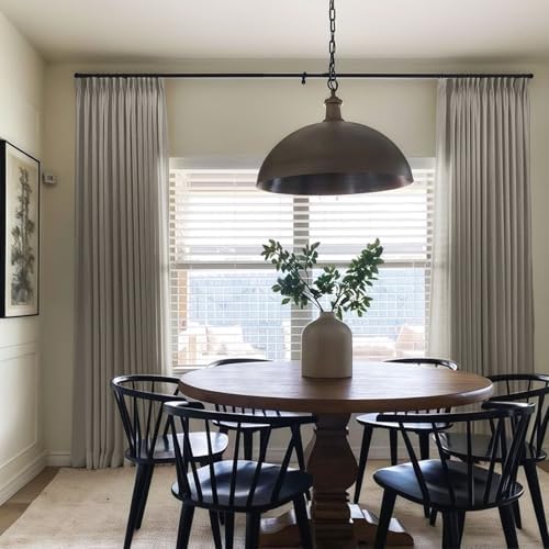 TWOPAGES Slate Gray Cotton Linen Pinch Pleated Curtains, 52Wx84L, 1