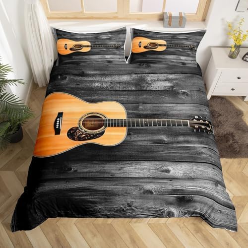 Feelyou Guitar Bedding Set Rock Music Theme Duvet Cover for Kids Boys