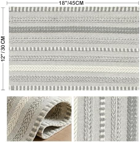 Artoid Mode Dark Grey Woven Braided Stripe Placemats Set of 6-12x18