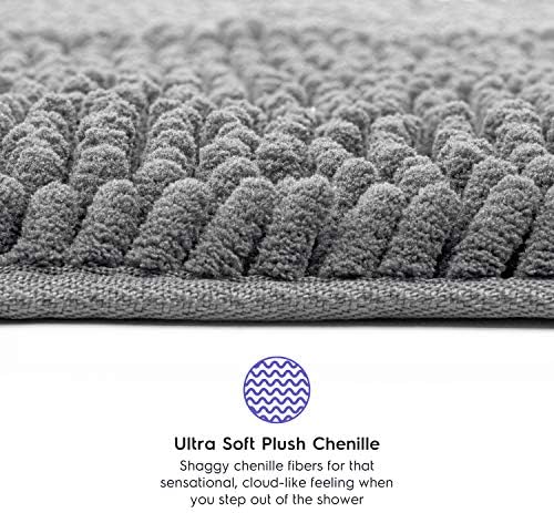 Tafts Striped Chenille Bathroom Rugs and Mats Sets, Ultra Soft