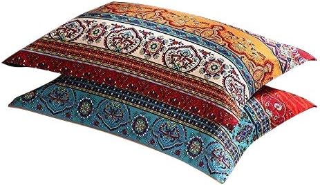 Exotic Striped Bohemia Pillow Shams King Size 2 Pieces,100% Brushed