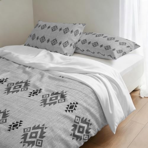 DecorLovee Grey Boho Duvet Cover Set 3 Pieces with Zipper Closure
