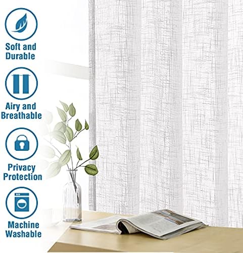 H.VERSAILTEX Linen Curtains 63 Inches Long for Living Room - Natural